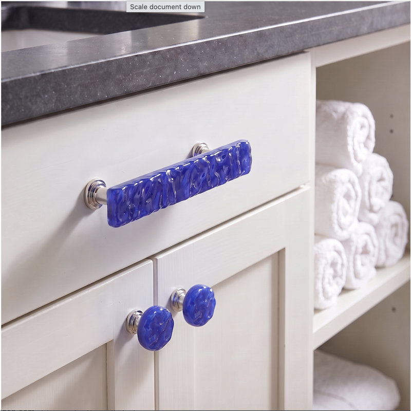Glacier 1 1/4" Length Square Knob, Round, Satin Nickel, Navy
