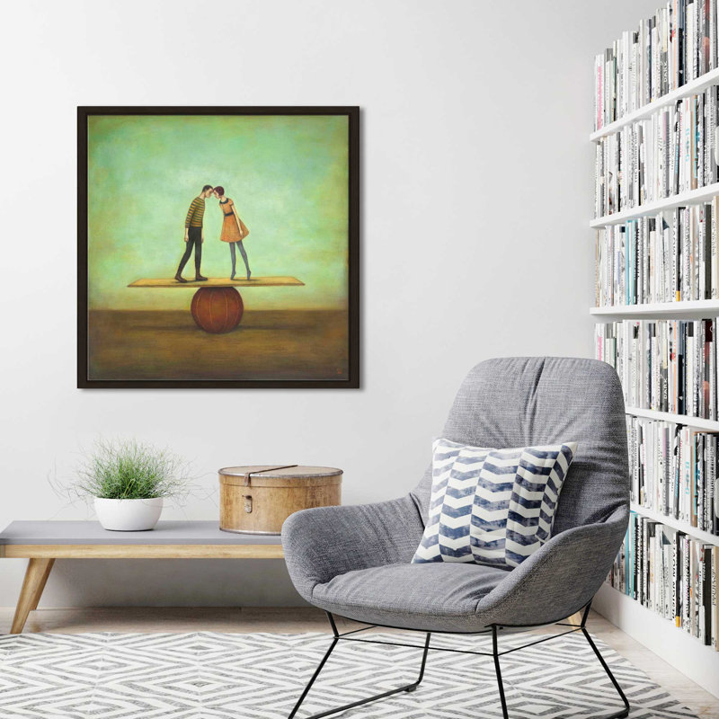 «Trouver l'équilibre» par Duy Huynh - Peinture, Cadre flottant espresso, H 39,5 po x l 39,5 po x P 2 po