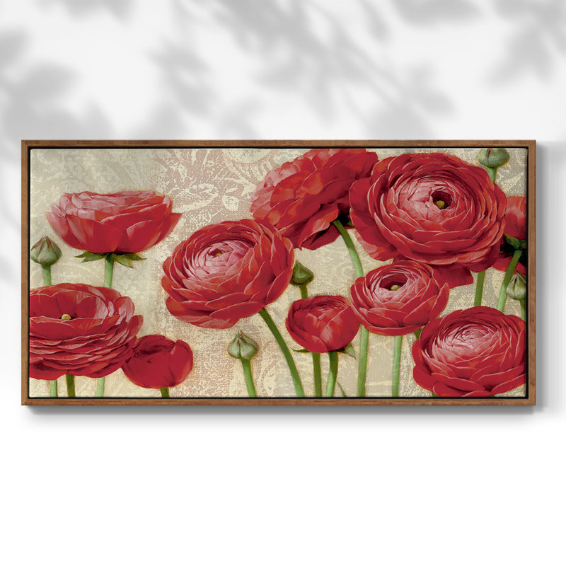 Red Serenity and Lace II - Toile tendue avec châssis tendue, prête à accrocher, Noyer, H 17 po x l 33 po