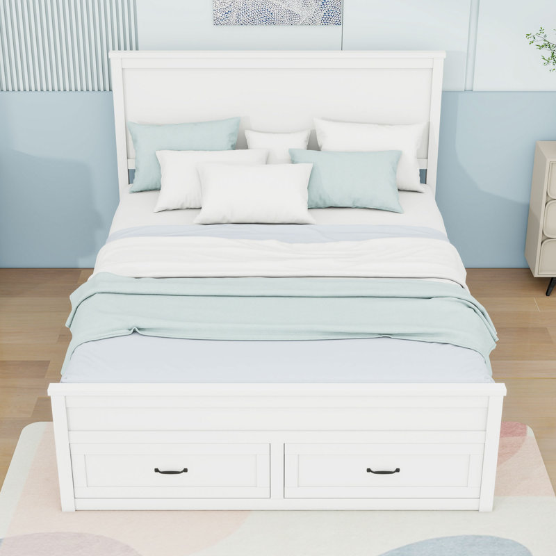 Base de lit plateforme 6 tiroirs, Blanc