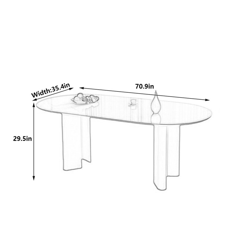 Table de salle à manger blanche, H 29,5 po x L 70,9 po x l 35,4 po