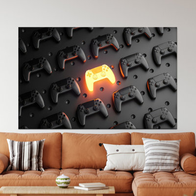 Abstrait noir et or, reproduction d'art moderne sur toile, 1P