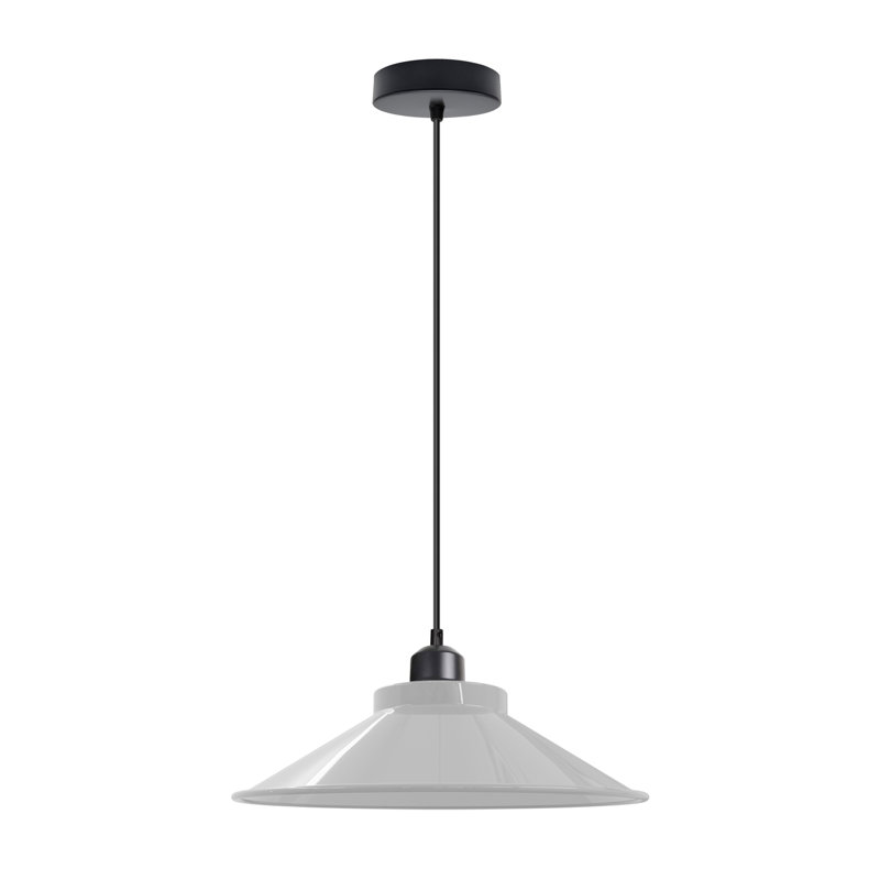 Modern Industrial Single Matte Cone Hanging Pendant Light - Adjustable Ceiling Fixture (E27), White, No