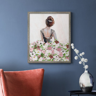 «Beautiful Floral Contemplation I», toile encadrée de qualité supérieure - prête à être accrochée