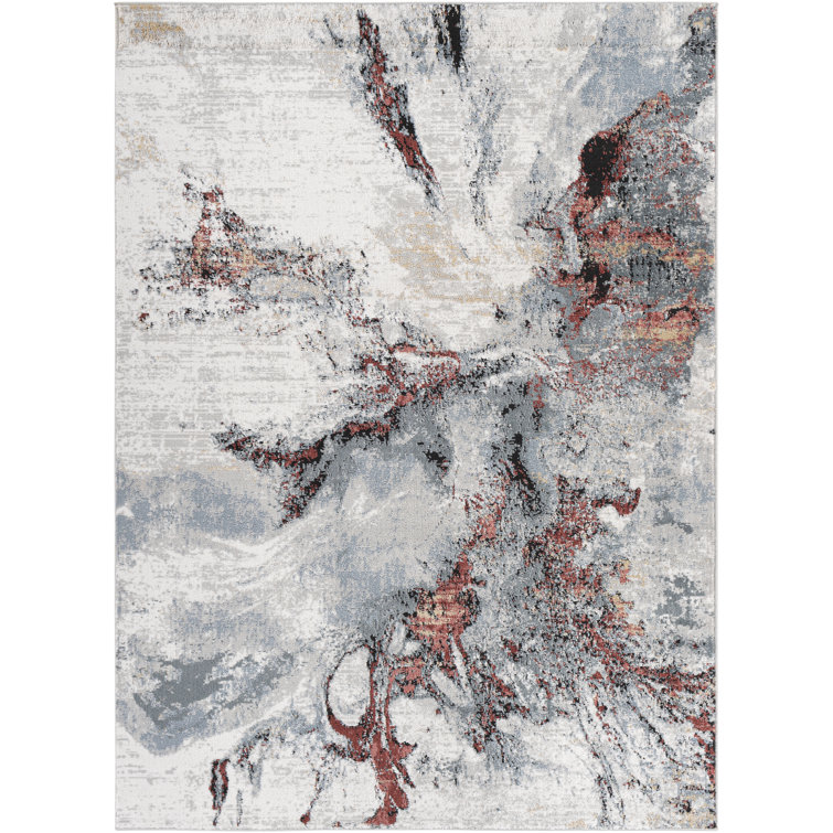 Dittmer Abstract Gray/Dark Red Area Rug
