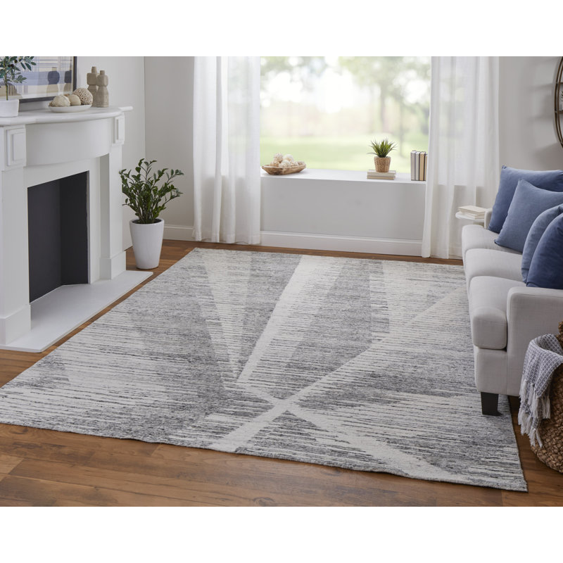 Tapis abstrait moderne Brighton, Rectangle 8 pi 6 po x 11 pi 6 po, Gray/Ivory