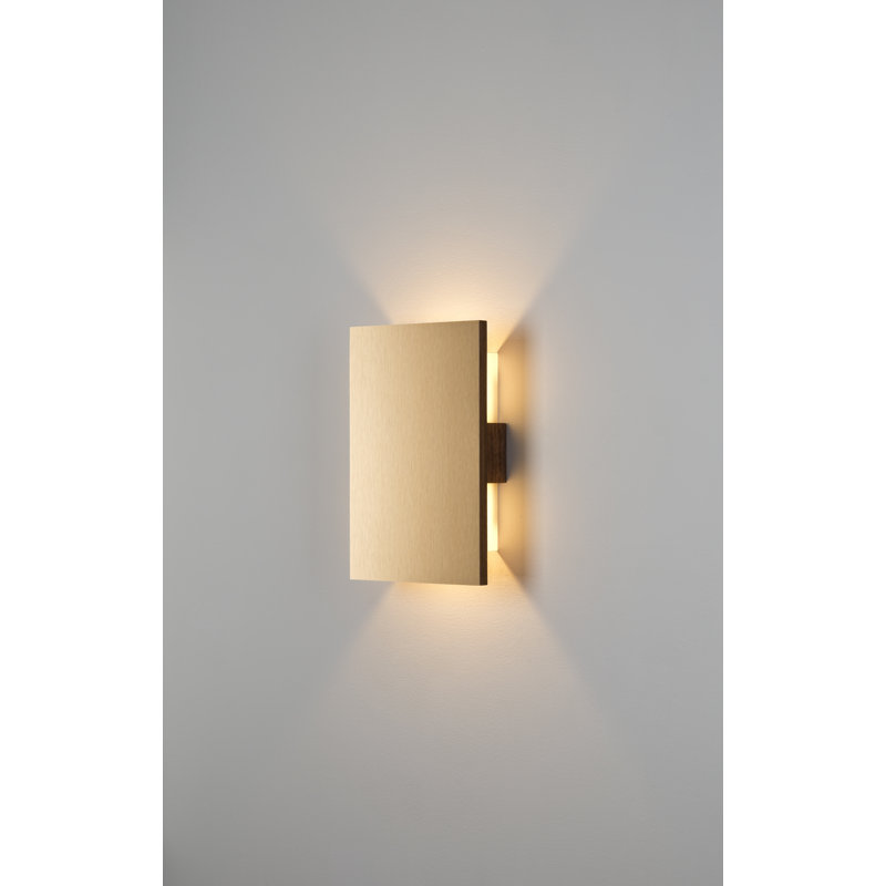 Tersus Solid Wood LED Flush Mounted Sconce, No Metal, Oiled Walnut, 2700K (Warm) 0-10V