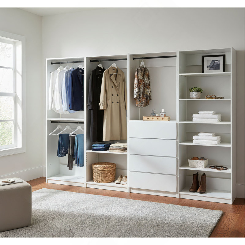 Prosper White Freestanding Walk In Wood Closet System