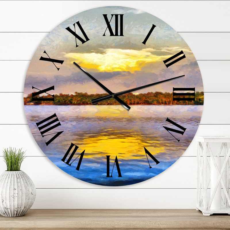 Golden Reflection of Sunshine on Lake - Horloge murale traditionnelle, Petit