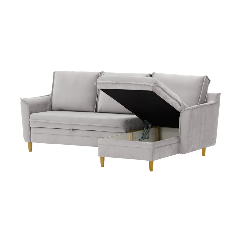 Benny 4 Seater Sofa Bed, Reversible, Light Grey