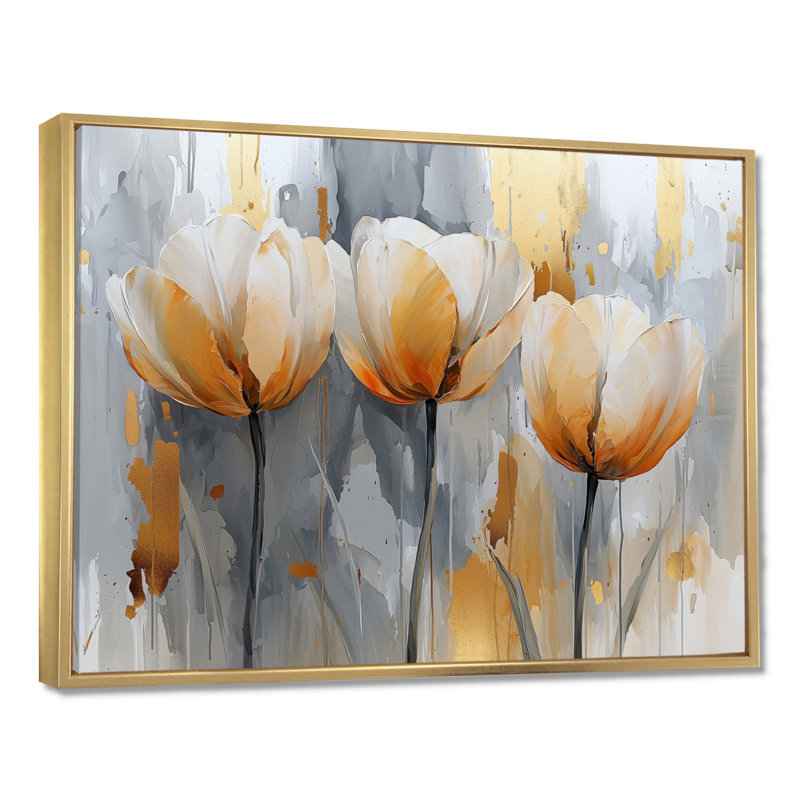 «Winter Hues Tulips Field Horizon I», art mural tulipes, H 12 po x l 20 po, Impression encadrée flottante sans passe-partout