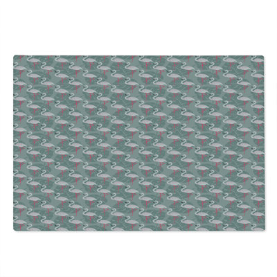 Ambesonne Flamingo Cutting Board Large Tree Leaves Wildlife Grey Rose Pink