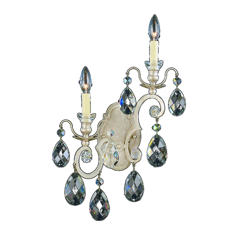 Renaissance 2 - Light Candle Wall Light, Heirloom Gold, Left, Handcut Clear