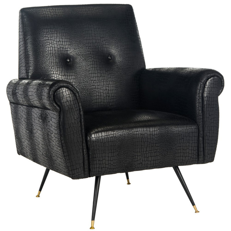 Fauteuil capitonné de 32 po de largeur Schumacher, Similicuir noir