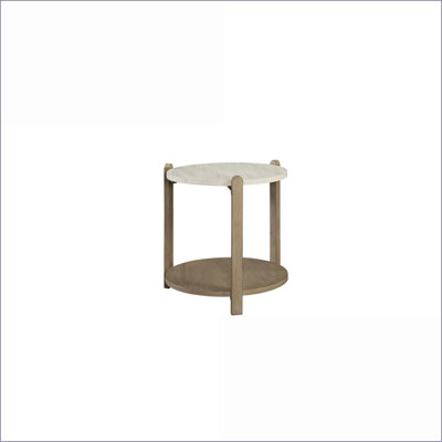 Table basse à finition caramel avec plateau en pierre naturelle, pieds robustes et amp; Tablette inférieure fonctionnelle