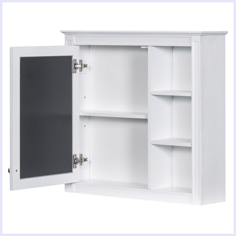 Armoire de rangement murale moderne avec miroir, Blanc