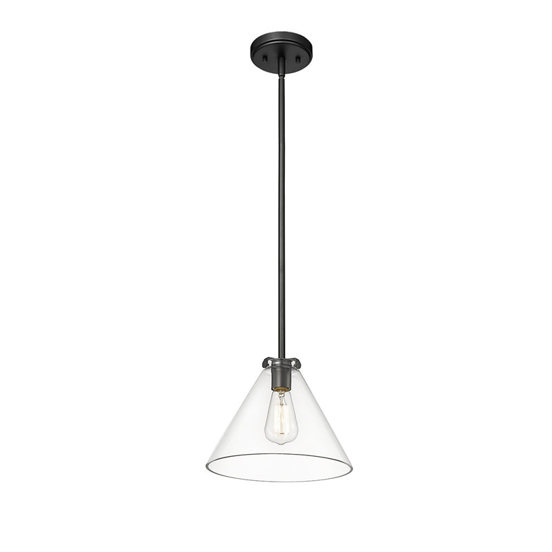 Luminaire suspendu conique à 1 lumière Greaves, Noir mat