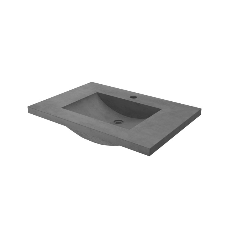Plateau de meuble-lavabo en béton 30,5 po avec lavabo Palomar, Ardoise, Simple