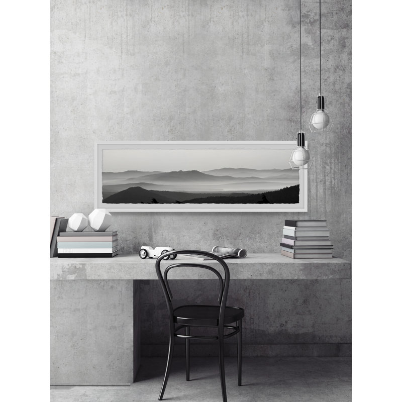 Foggy Mountains - Single Picture Frame Print, 25cm H x 76cm W