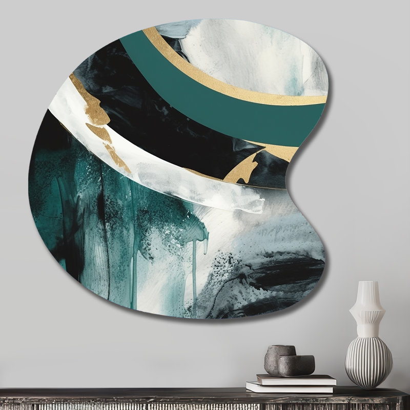 Frederick - art mural en métal asymétrique en marbre, reproduction d'art en forme unique en or, H 27 po x l 27 po