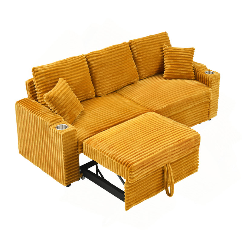 80-Inch Two-In-One Pull-Out Sofa, Orange