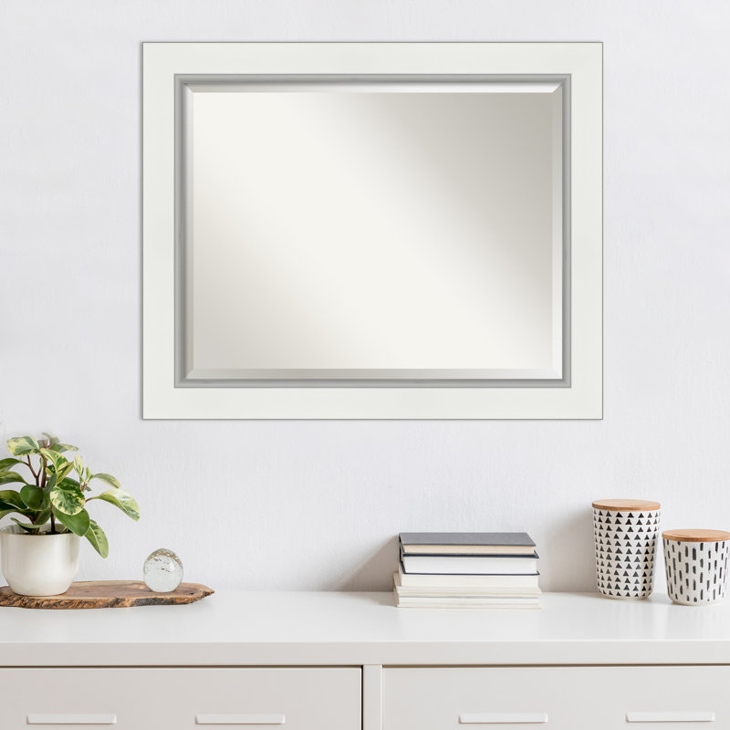 Ahraya Flat Wall Mirror, White, 27.5" x 33.5"