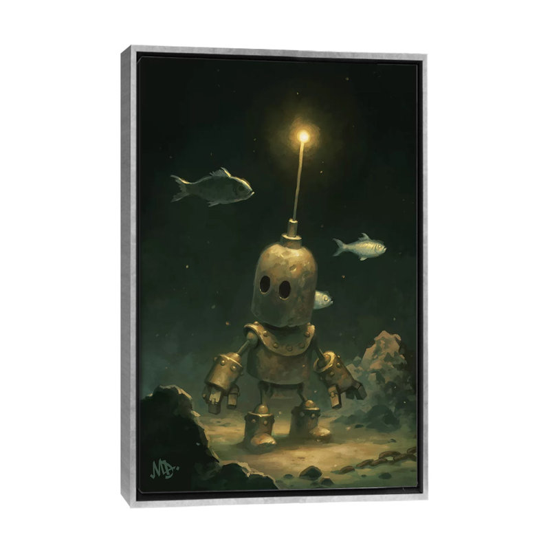 «Full Fathom Five» par Matt Dixon - impression d'art graphique, H 60 po x l 40po x P 1,5 po, Toile avec cadre argenté