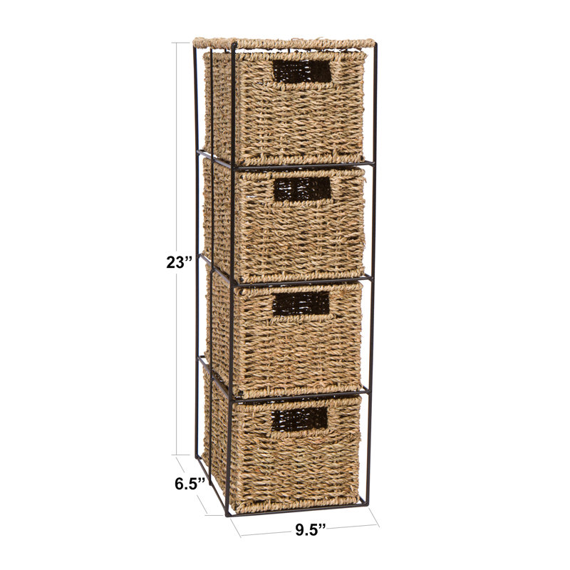 Commode de rangement 4 tiroirs en métal et herbe Arthur