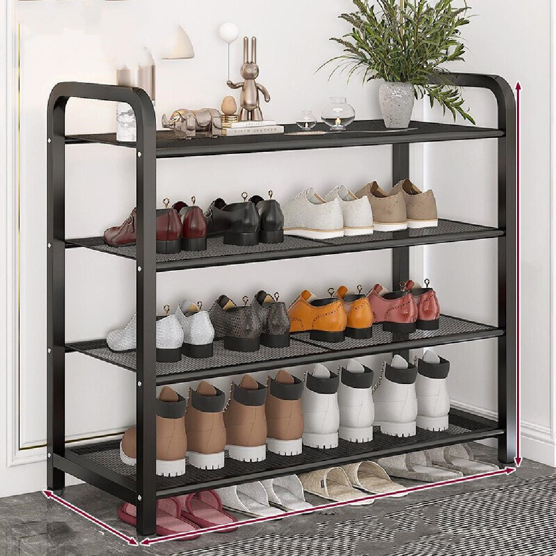 Simplify 12-Compartment 12-Shelf Metal Shoe Rack, Color: White