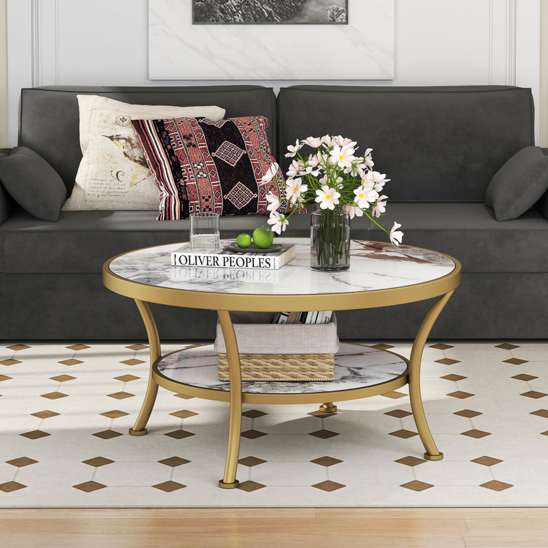 Coffee Table Set, White/Gold