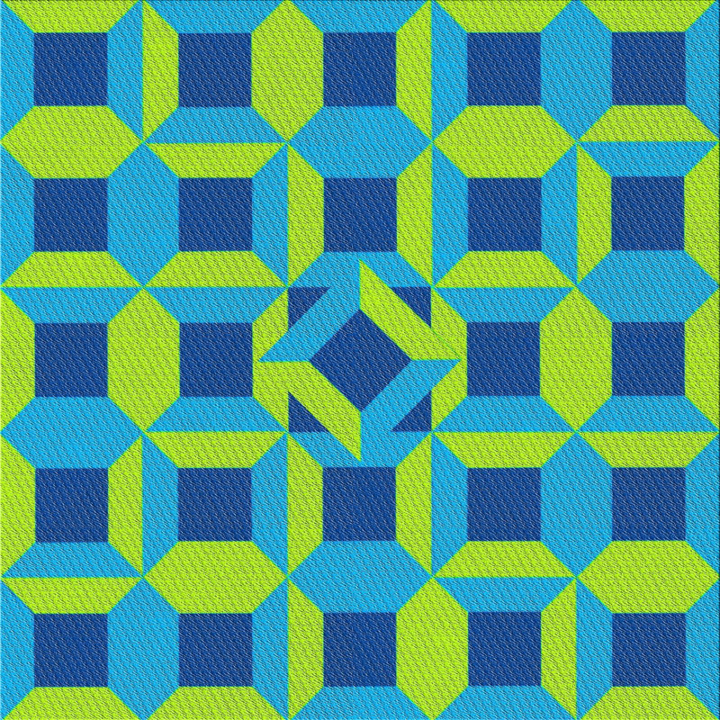 Tapis vert/bleu léger tissé électrique, Carré 4 pi