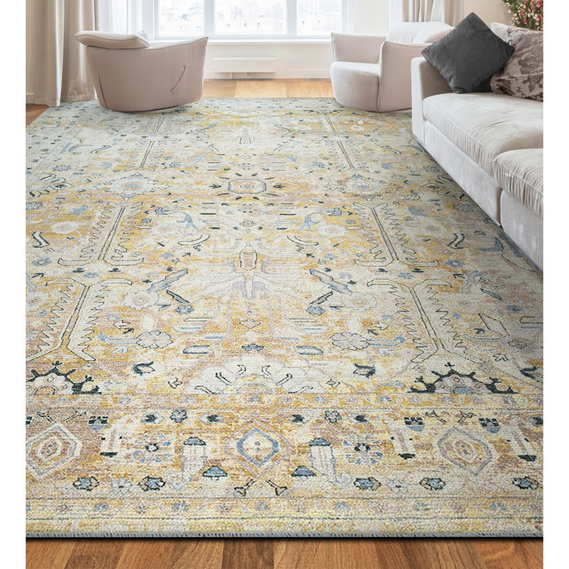 Tapis rectangulaire en laine noué à la main, Rectangle 6 pi x 9 pi