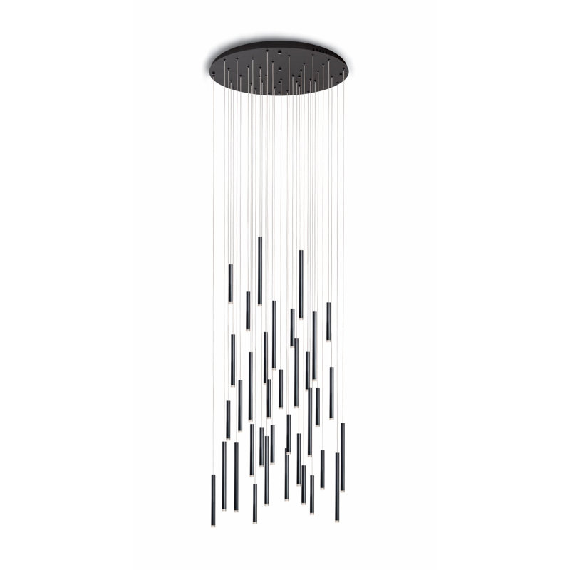 Luminaire suspendu linéaire à 36 lumières Matchsticks, Noir