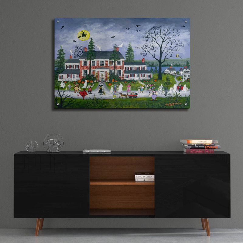 Art mural en verre épique «Halloween In South Branch» par JL Munro, 36 po x 24 po, H 24 po x l 36 po