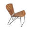  Chaise d'appoint rayée en cuir brun et fer