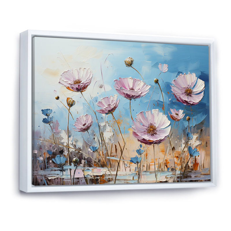 «Divine Cornflowers Blooming Field», reproduction sur toile, Cadre flottant blanc, H 12 po x l 20 po x P 1,5 po