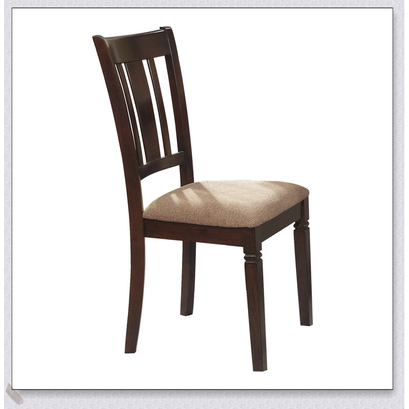6pc Transitional Style Dining Set with Bench and 4 Fabric Upholstered Chairs, Espresso Finish Wood, Comfortable and Durable