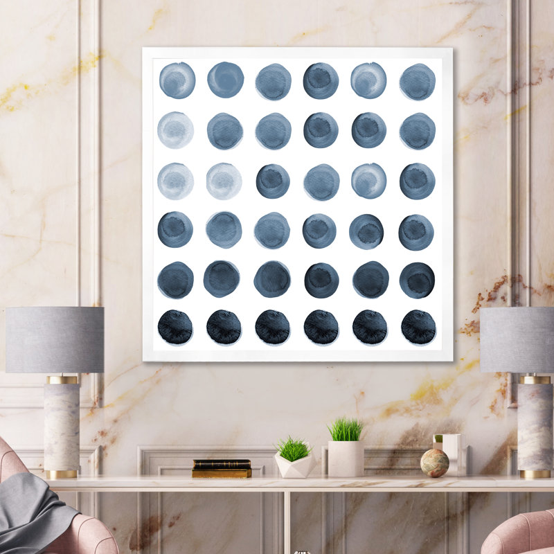Cercle de grilles dans des tons de gris - peinture sur toile, H 30 po x l 30 po x P 1 po, Cadre de coin blanc fermé