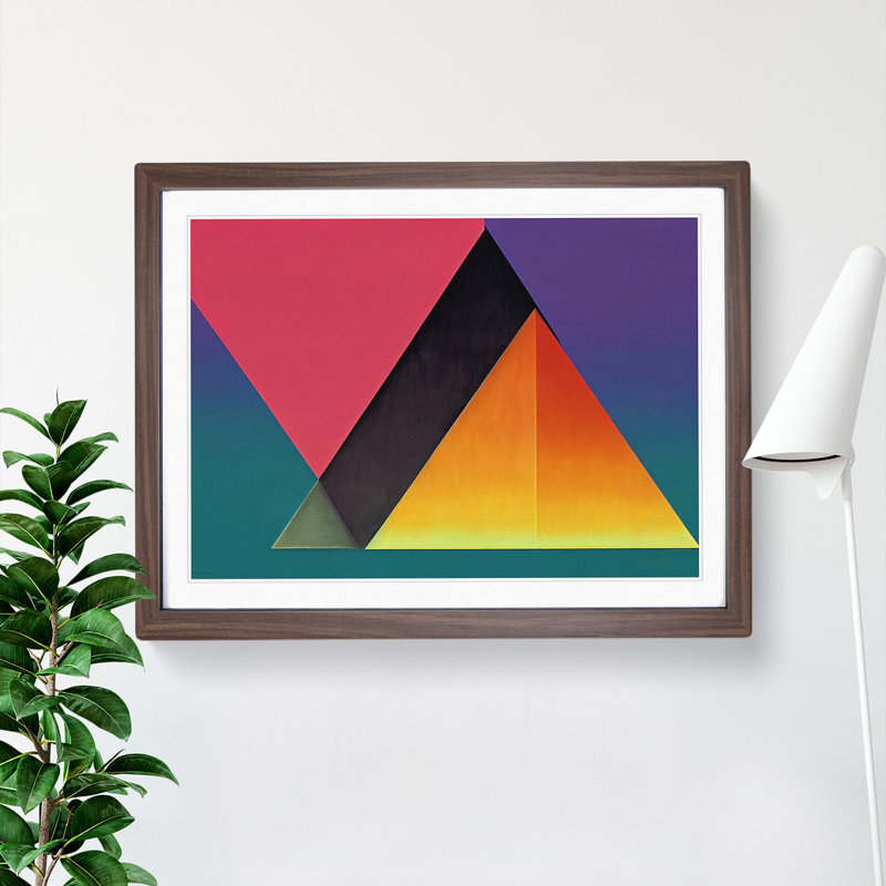 Geometric Pyramids Vol.2 Abstract - Single Picture Frame Print, Walnut Framed, 25cm H x 34cm W x 2cm D