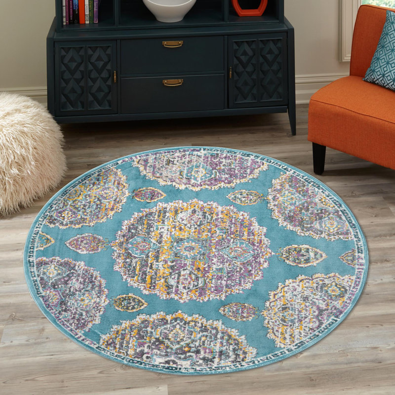 Paragon Floral Indoor Rug, Round 5'5"