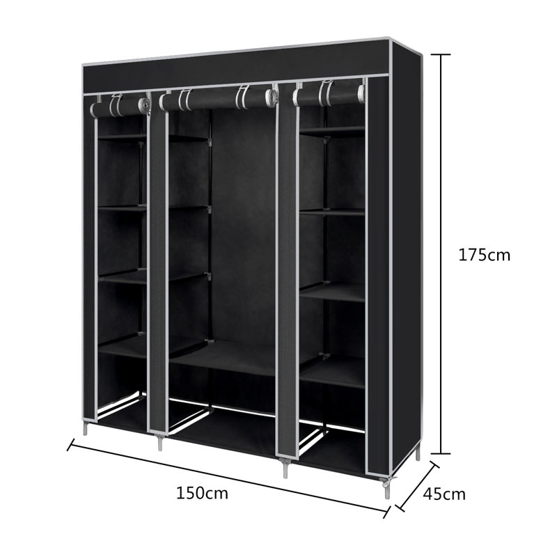 Gelb 150cm Portable Wardrobe, Black
