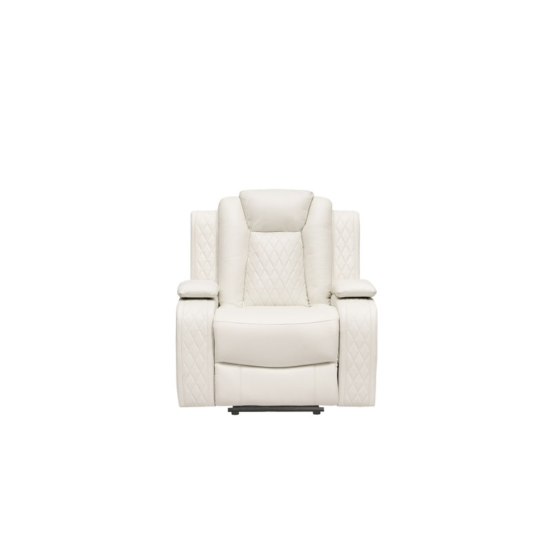 Toddy Faux Leather Power Recliner, White