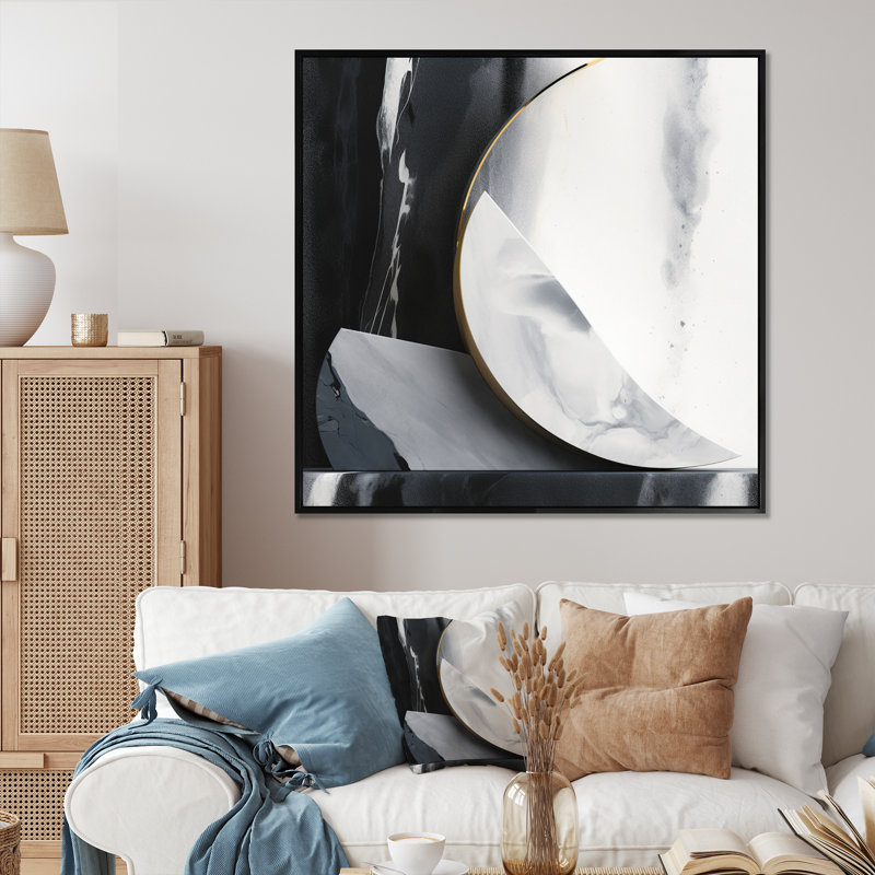«Black and Gold Harmony Of Marble II», reproduction sur toile abstraite en marbre, H 24 po x l 24 po x P 1 po