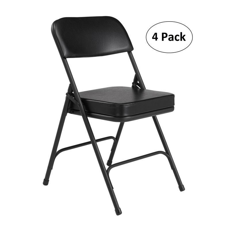 Ensemble de 4 chaises pliantes empilables en vinyle National Public Seating, Noir
