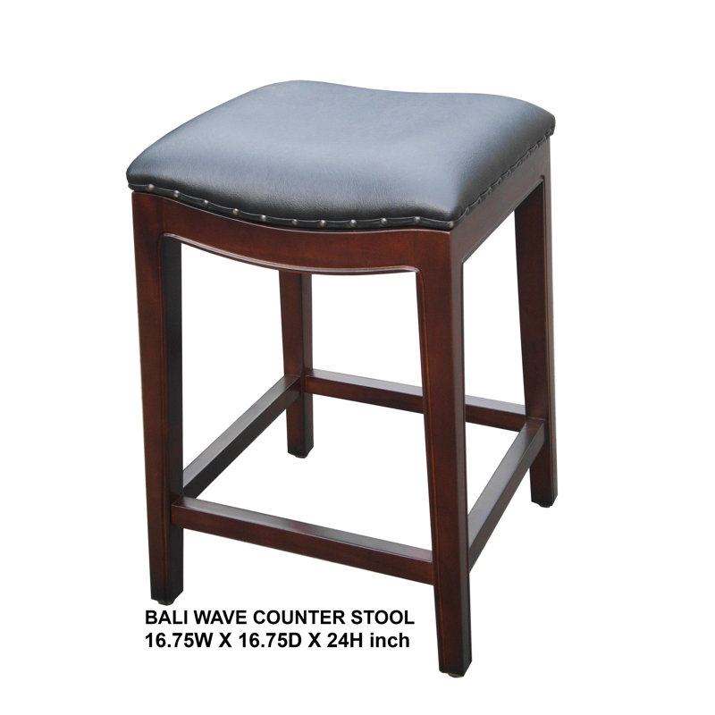 Upholstered Counter Stool with Solid Wood Frame