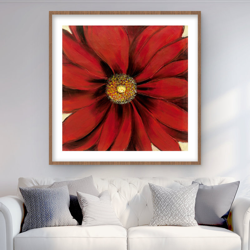 Red Red Daisy - impression florale contemporaine encadrée pour la décoration intérieure