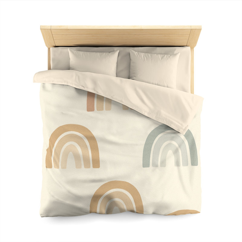 Microfiber Duvet Cover Boho Style, Design 85, Queen Duvet Cover, White