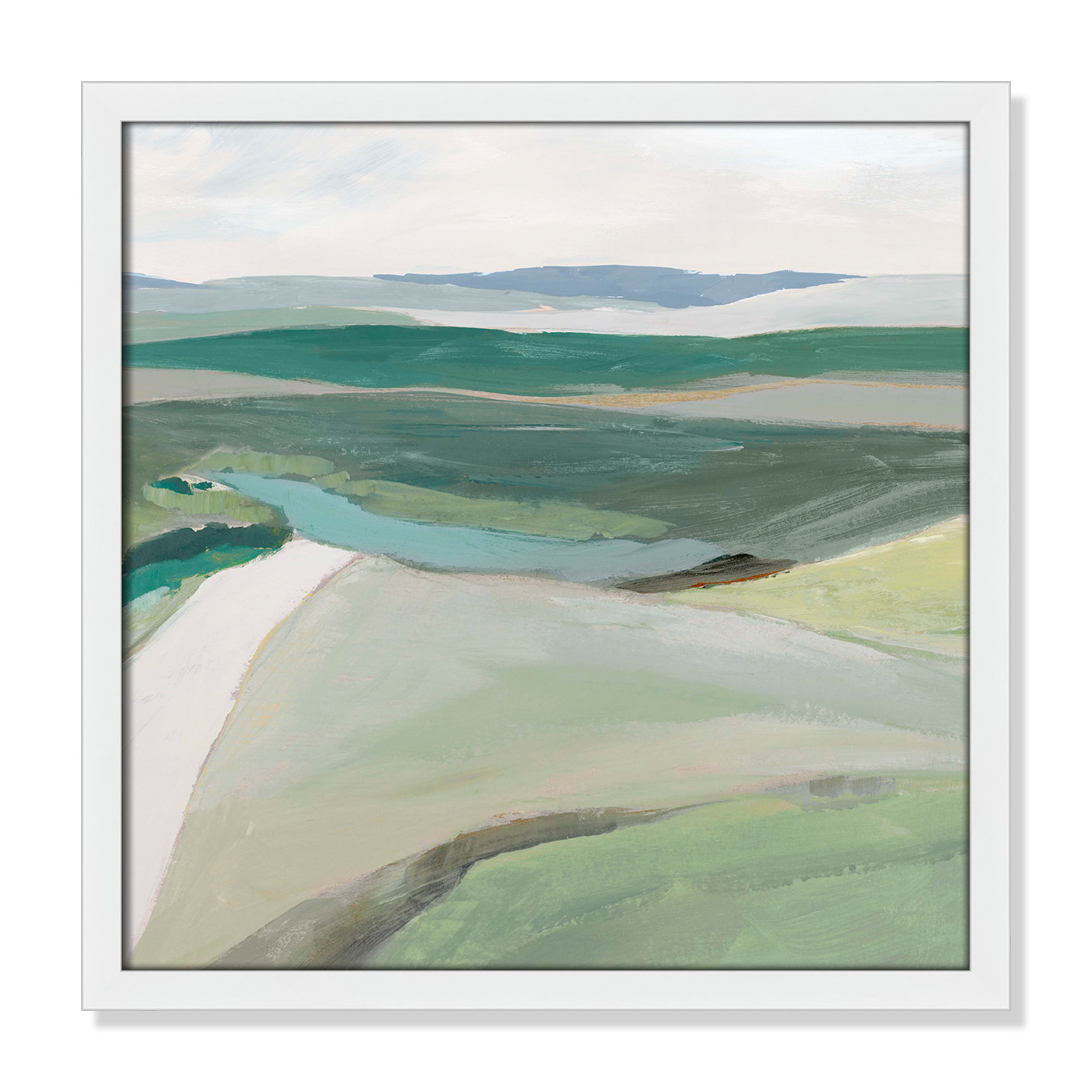 Wolfdale "Fields of Green II" Print by Ian C, 17" H x 17" W x 1.25" D, Satin White Framed
