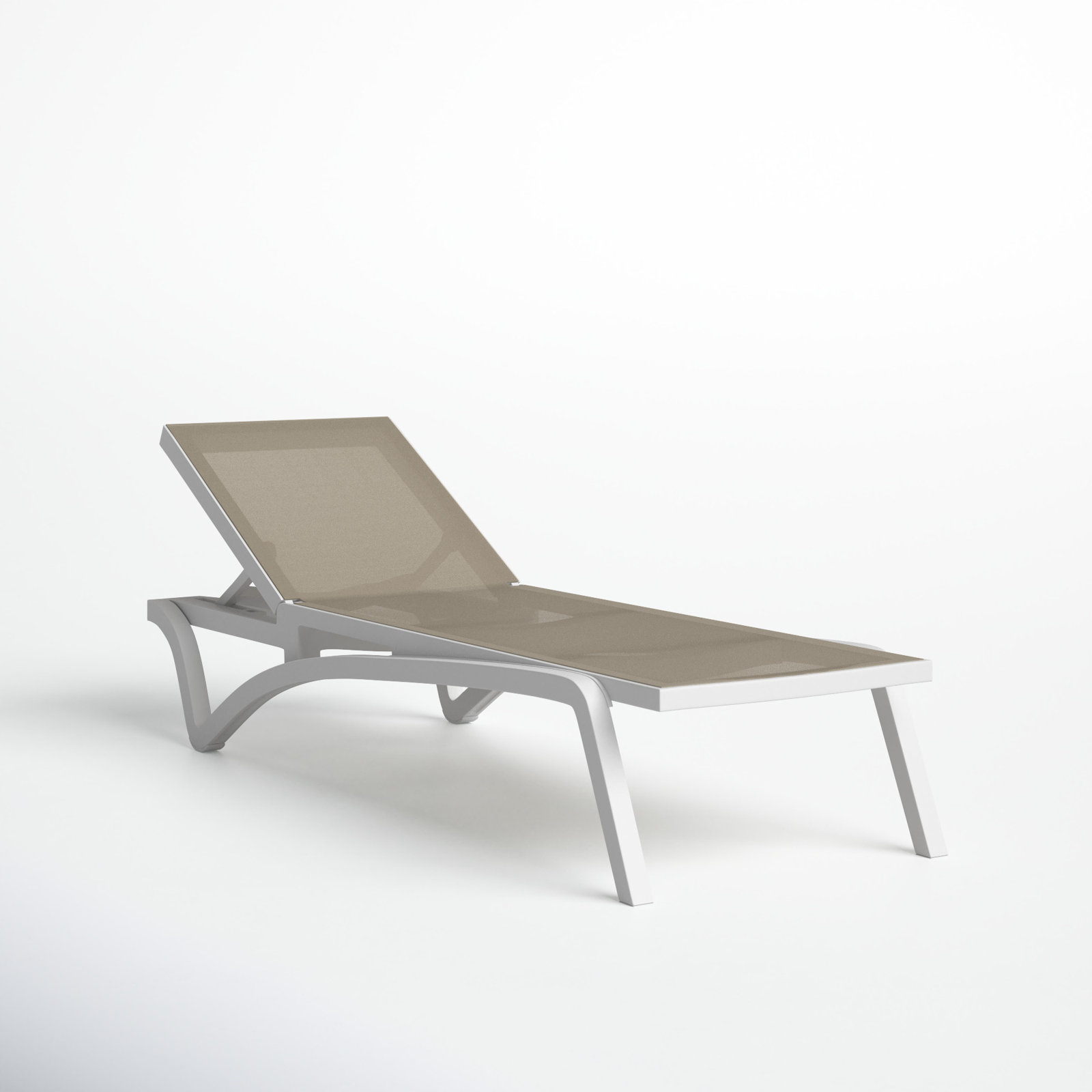 Estes 27" Patio Chaise Lounge, White/Taupe