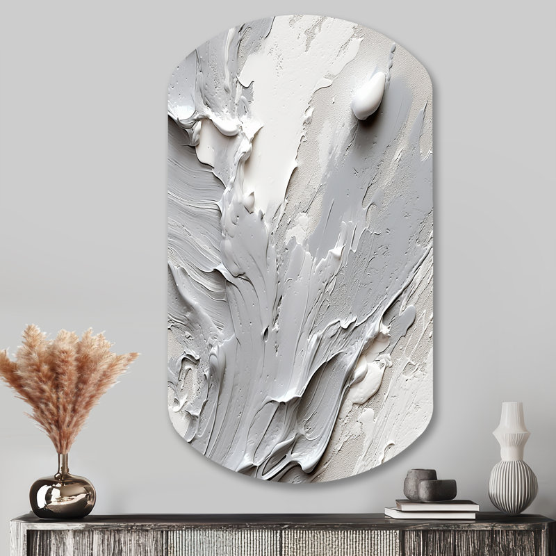 Grey and Cream Harmony In Chaos I - Abstract Cylinder Metal Wall Art, Grey Asymmetrical Metal Art Print, 43" H x 23" W x 1" D